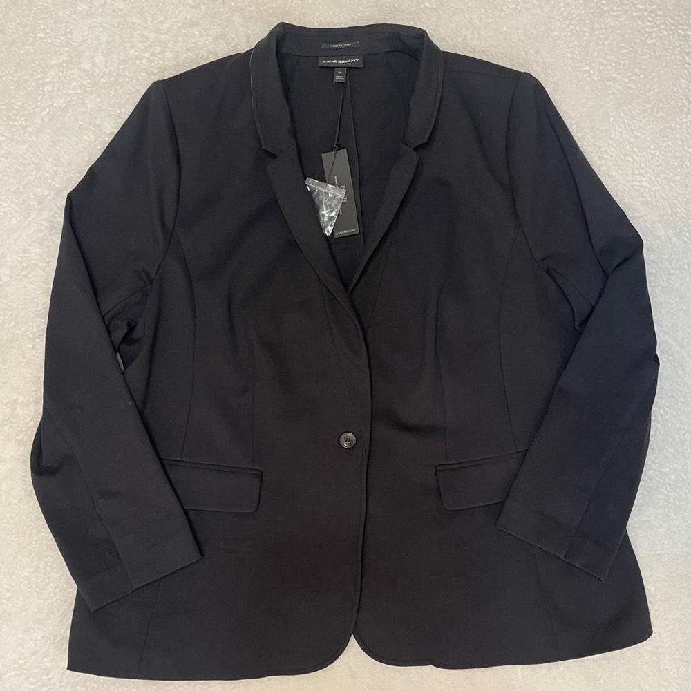 NWT Lane Bryant Black Ponte Classic Unlined Professional Business Blazer Size 24